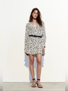 NWT Zara Belted Floral Print Mini Dress